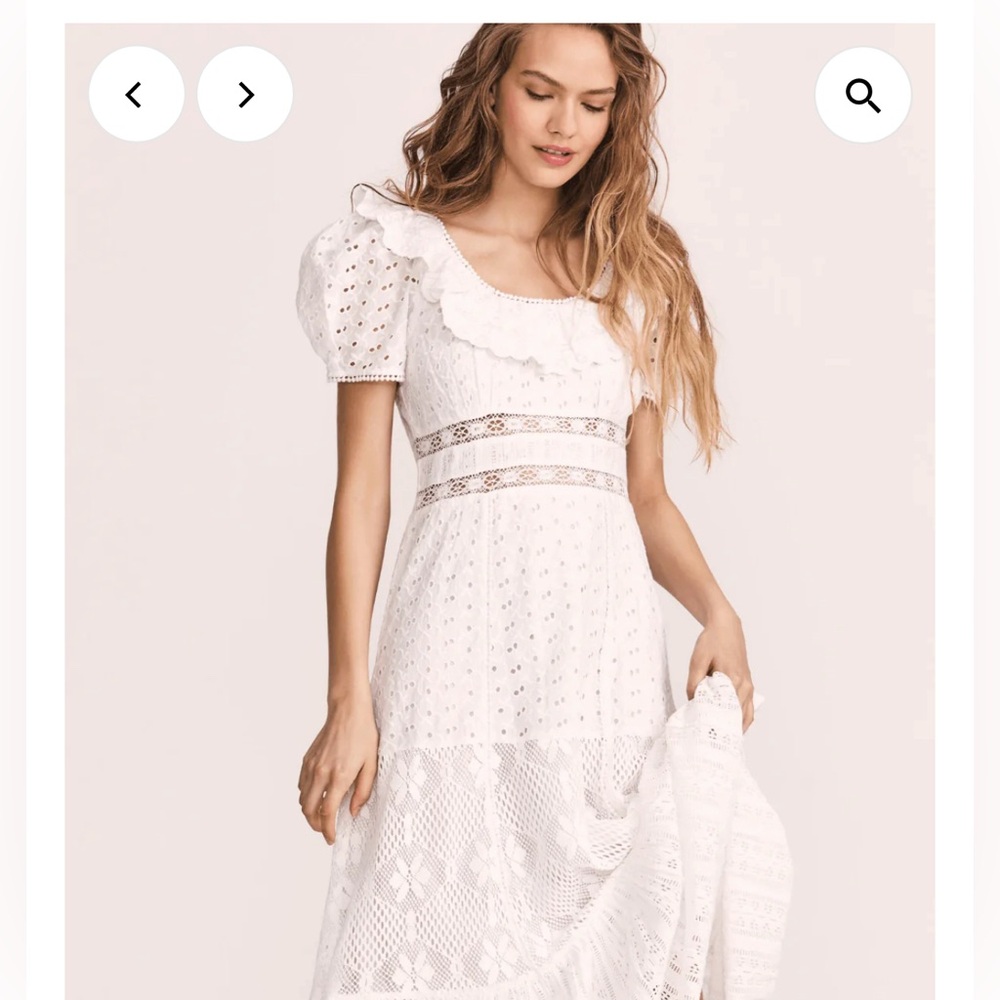 LoveShackFancy Stassie Lace White Eyelet Embroidered Dress Size 10 - Picture 3 of 16